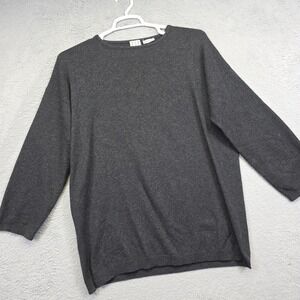 TSE Cashmere Sweater Womens M Gray 3/4 Sleeve Crew Neck Minimalist Quiet Luxury